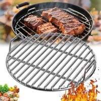 304 Grille de Barbecue Ronde en Acier Inoxydable avec poignée, diamètre 35cm pour Barbecue au Charbon