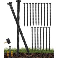 100 piquets sol spirale 20cm - Bordure paysage plastique - Clous ancrage pour herbe, barrière, pavé, allée - Piquets tente