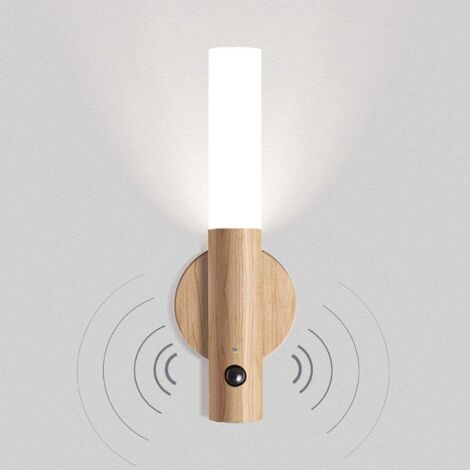 ZOLGINAH Lampe LED applique bois, détecteur mouvement, USB rechargeable, magnétique sans fil, escalier veilleuse blanc chaud (1/5)