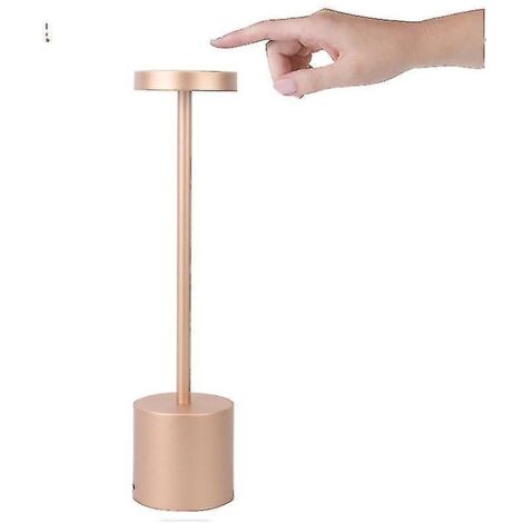 Lampe de table LED sans fil rechargeable métal, 3 intensités, moderne or rose, hôtel restaurant chambre (1/5)
