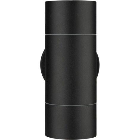 Lot de 2 appliques murales étanches IP54 design cylindrique noir, aluminium résistant à la rouille, pour jardin garage couloir (1/5)