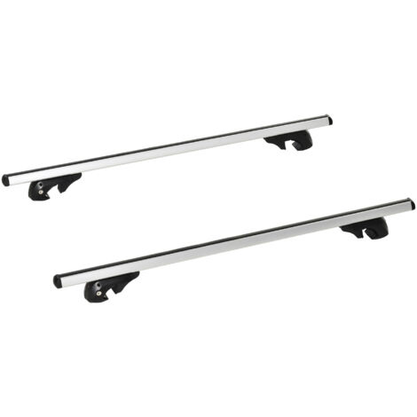HOMCOM Barres de toit 135 cm alliage d'aluminium, verrouillables 2 clés, compatible rails 120 cm, argenté (1/5)