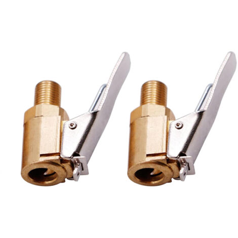 Naxunnn – Adaptateur de valve de pneu 8 mm – 2 pièces en laiton massif et chrome – Pression jusqu'à 25 kg – Pour pompes à air et garages