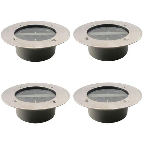 XVX – Projecteur solaire à 3 LED étanches IP65 – Blanc froid – Acier inoxydable et verre – Panneau solaire haute performance – Lot de 4