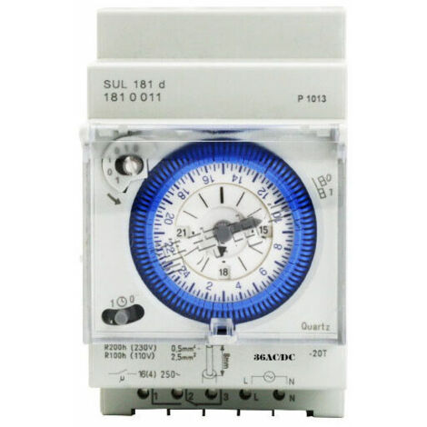 Minuterie analogique avec moteur synchrone et programme journalier, minuterie, 12VAC/DC (1/5)