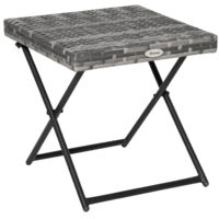 Gartentisch Polyrattan Klappbarer Couchtisch Falttisch Metallgestell Gris 40x40x40cm