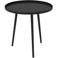 Table d'appoint d'extérieur, table de jardin, table de terrasse ronde, acier, Ø 40 x H 50 cm, noire
