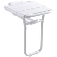 Trimec – Siège de douche relevable en aluminium époxy blanc – Capacité 200 kg – Résistant à la corrosion – Installation murale facile