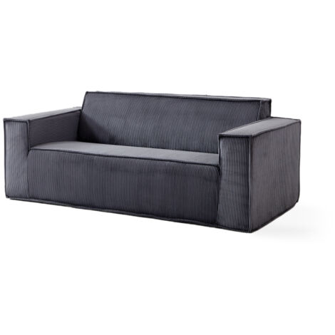 Modern Corduroy Sofa Couch, Comfy 2 Seater Sofa with Deep Seat, Couch for Living Room/Apartment/Office/Home, No Legs/No Installation/Easy to Transport (Grey) (1/5)