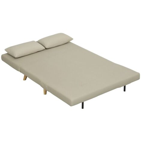 Schlafsofa Sofa mit Schlaffunktion 130 X 78 cm Couch mit Lendenkissen, Samtoptik, Verstellbarer Rückenlehne für Wohnzimmer, Schlafzimmer, Beige