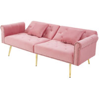 Modernes 2-Sitzer-Schlafsofa – Samtbezug, Rückenlehne mit 3-stufiger Verstellung & vergoldete Metallfüße Stilvolles Sofa mit Schlaffunktion – platzsparend, belastbar, ideal für kleine Räume