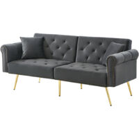 Modernes 2-Sitzer-Schlafsofa – Samtbezug, Rückenlehne mit 3-stufiger Verstellung & vergoldete Metallfüße Stilvolles Sofa mit Schlaffunktion – platzsparend, belastbar, ideal für kleine Räume