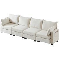 Modulares Chenille-Sofa, Ecksofas für das Wohnzimmer U-förmiges Ecksofa mit Stauraum-Ottomane, 6-Sitzer-Ecksofas mit Chaiselongue