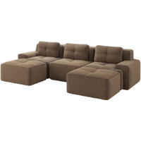 Cloud Modulsofa Boneless U-förmiges Sofa, Modulares Sofa mit Ottoman, Modulares Cloud-Sofa, 3-Sitzer Corduroy-Cloud-Sofa für Wohnzimmer, Montagefreies Sofa, braun