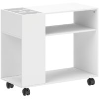 vitrine avec rangement mobile durable Wood White 70 34 60 cm