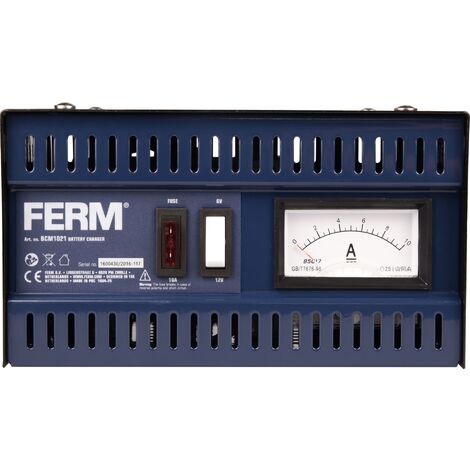 FERM BCM1021 - Batterieladegerät 6/12V - Mit Startfunktion und Ein Set  Batteriepolklemmen