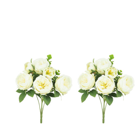 Bouquet artificiel de pivoines 32cm blanc lot de 2 (1/4)