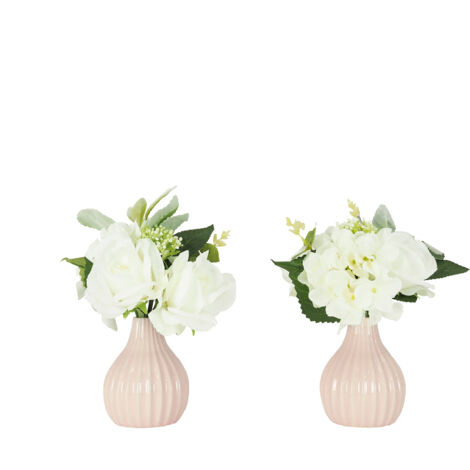 Bouquet artificiel de fleurs blanches en pot 25cm lot de 2 (1/4)
