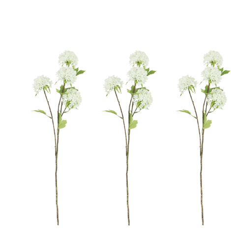 Tige de 4 pompons artificiels blanc 75cm lot de 3 (1/4)