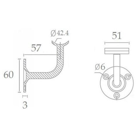 Support métal zingué gris pour main courante ronde PMR (1/4)