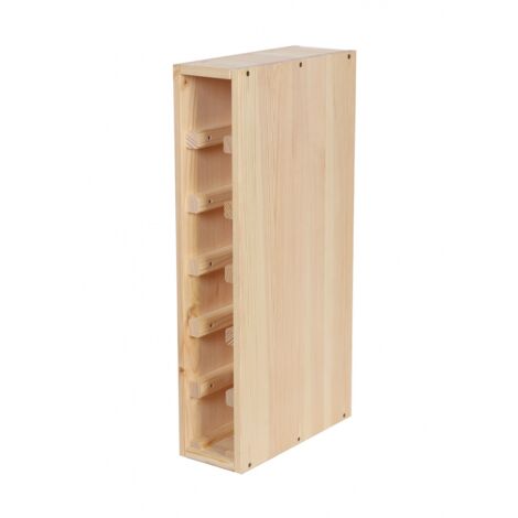 Levigne – Range bouteille en pin brut pour 6 bouteilles – Hauteur 60 cm – Largeur 12 cm – Profondeur 30 cm – Rangement modulable vertical/horizontal