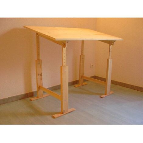 Levigne – Plateau architecte 118x78 cm en pin – Surface de travail spacieuse – Adaptable aux tréteaux réglables – Bureau droit