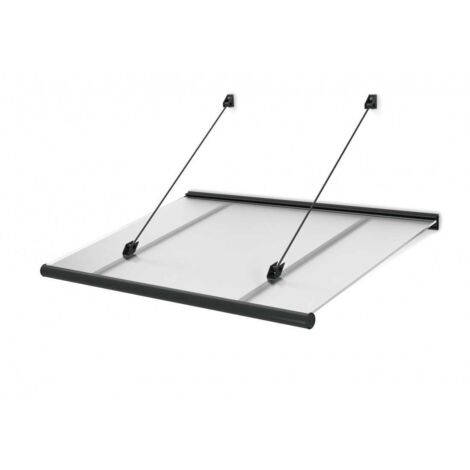 Auvent De Porte Aizac Metal Acrylique Satin Gris Anthracite (1/4)