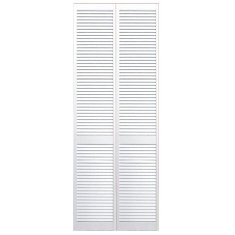 Levigne – Porte de placard pliante persienne laquée blanche 61 cm – Matériau pin massif et MDF – Hauteur 205 cm – Système d'ouverture rail supérieur