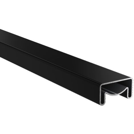 Levigne – Main courante carrée aluminium anodisé noir brillant – Longueur 200 cm – Épaisseur couche d'oxyde 15 microns – Pour extérieur