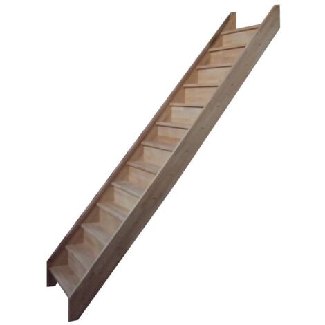 Levigne – Escalier droit en sapin lamellé-collé 280 cm – Largeur 80 cm – 13 marches + 1 demi-marche – Kit d'installation inclus