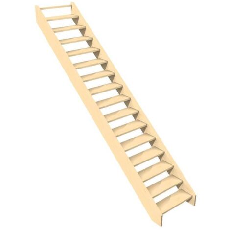 Levigne – Escalier droit en bois lamellé collé 288 cm – Hêtre brut – 15 marches – Recoupable en hauteur pour aménagement intérieur