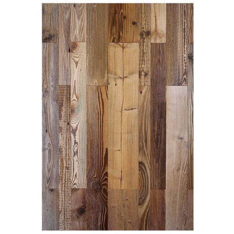 Levigne – Lambris en bois vieilli 76 cm – Largeurs variées 6/8/11/16 cm – Couleur brun profond – Fabrication artisanale pour ambiance rustique