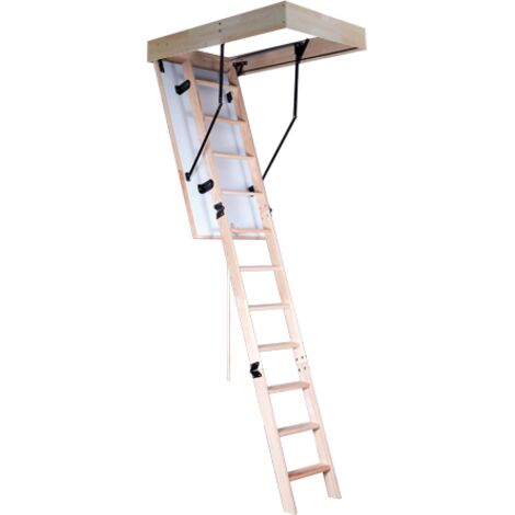 Levigne – Escalier escamotable en bois isolé – Trappe sandwich 56 mm – Coefficient thermique U = 0.7 W/m².K – Hauteur jusqu'à 2m80 – Caisson 120 x 70 cm