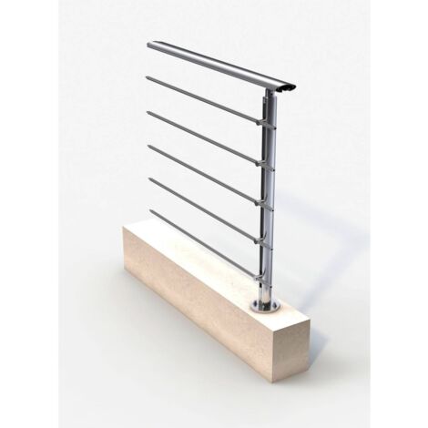 Kit Rallonge 1 Poteau Ellipsis Aluminium - Garde Corps Longueur    Inox Brillant  100 Cm (1/5)