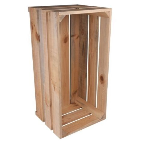 Levigne – Caisse en bois déco grand modèle 72x36x32 cm – Bois brut naturel – Modulable et personnalisable – Accessoires compatibles disponibles