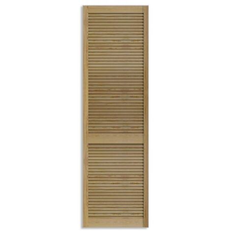 Levigne – Porte de placard persiennée en pin 201,3 x 49,4 cm – Épaisseur 21 mm – Finition bois brut personnalisable (1/4)