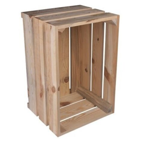 Levigne – Caisse en bois déco moyen modèle brut – Bois brut naturel – Dimensions 54 x 36 x 32 cm – Pour étagères personnalisées
