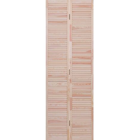 Levigne – Porte de placard pliante en pin 71 cm – Design persienne – Hauteur 2m05 – Épaisseur 21 mm – Finition lisse pour durabilité