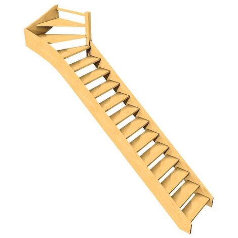 Levigne – Escalier quart tournant haut sapin – Hauteur 280 cm – Largeur 80 cm – En kit avec notice – Poteau de soutien pour stabilité