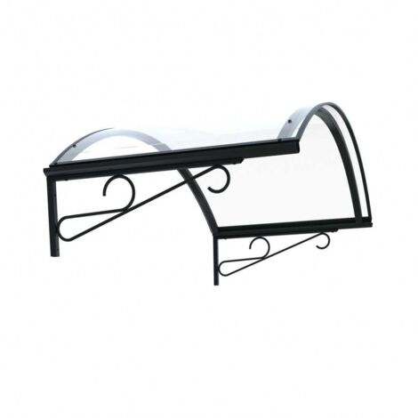 Levigne – Auvent de porte arquée 140 cm – Métal résistant à la corrosion – Plaque en polycarbonate durable – Protection contre intempéries