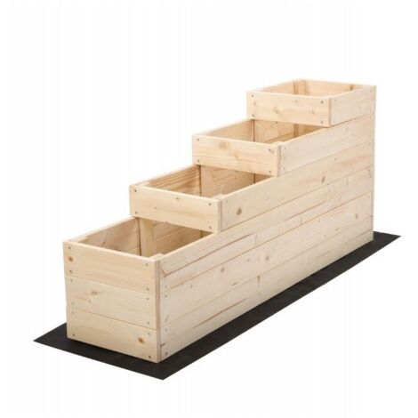 Levigne – Carré potager en bois de pin non traité – 4 niveaux décalés – Dimensions 120x30x54 cm – Montage facile avec visserie incluse