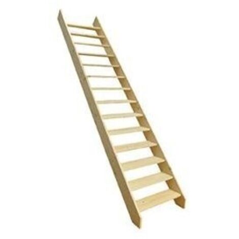 Levigne – Escalier droit extérieur en bois de Douglas et Mélèze – 14 marches – Hauteur ajustable de 2m20 à 3m00 – Largeur 60 cm - Woodup-60