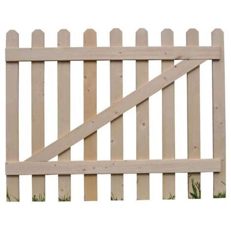 Levigne – Portail 2 vantaux en kit bois sapin 120 cm – Longueur 4 m – Lames biseautées pour évacuation des eaux – Quincaillerie non fournie (1/3)