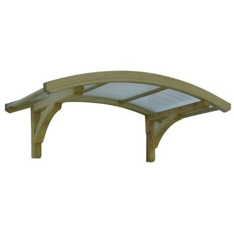 Levigne – Marquise en bois et polycarbonate 150x80 cm – Pré-montée avec visserie incluse – Structure solide pour abris de jardin