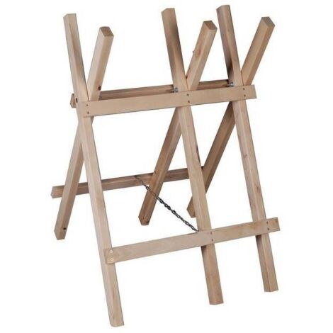 Finish – Chevalet à bûches en bois dur – Dimensions 60x95cm – Structure stable à 3 branches – Sécurité renforcée avec chaîne intégrée (1/3)