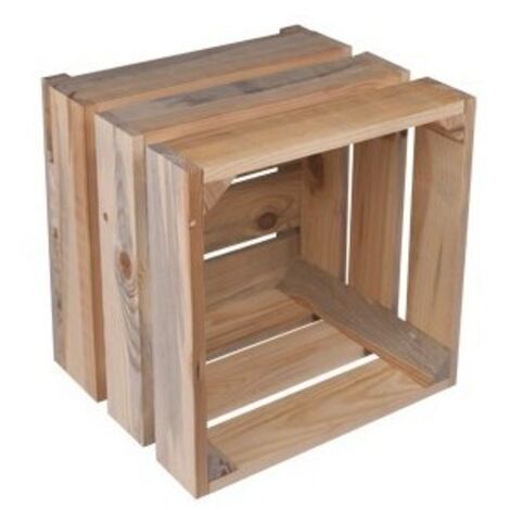 Levigne – Caisse en bois déco petit modèle brut 36 x 36 x 32 cm – Bois brut naturel – Pour étagères modulables et bibliothèque personnalisée