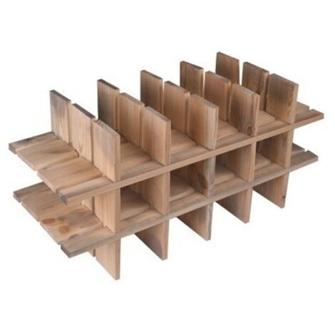 Levigne – Range-bouteilles en bois grand modèle – 18 bouteilles – Emboîtement sans vissage – Style vintage brut ou bois veilli