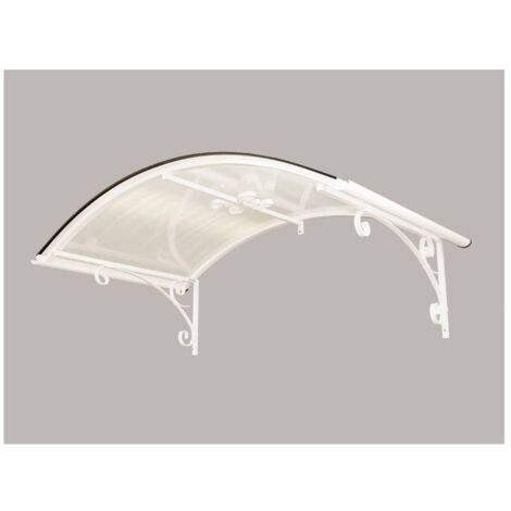 Levigne – Marquise auvent de porte arc rétro blanc – Aluminium robuste – Verre trempé – Largeur 150 cm – Protection contre intempéries