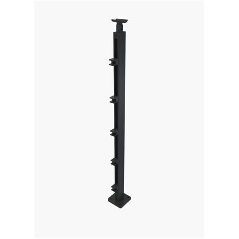 Kit Rallonge 1 Poteau Quadrum Aluminium Pour Garde Corps Longueur Noir Brillant 100 Cm