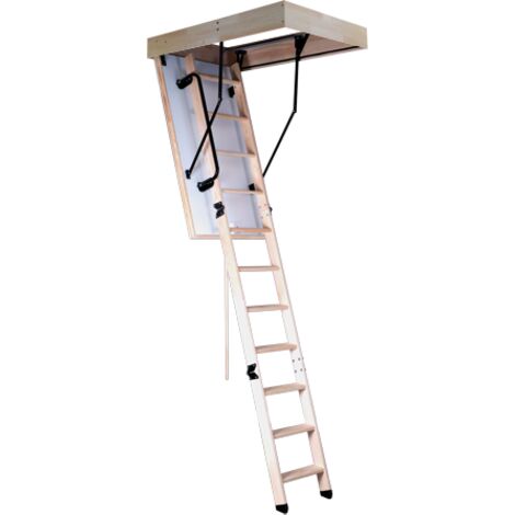 Levigne – Escalier escamotable en bois isolé 36 mm – Trappe personnalisable – Hauteur jusqu'à 2m80 – Charge 160 kg – Largeur 40 cm